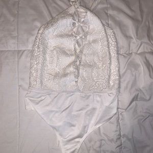 White lace body suit